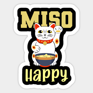 Miso Happy Japanese Food Cat Lover Pun Sticker